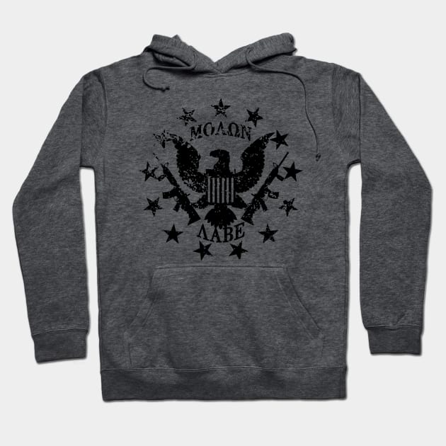 Molon Labe US Great Seal and Stars Black Hoodie by AStickyObsession